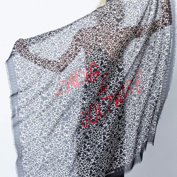 NWT - Zadig & Voltaire Ivy Coeurs Scarf SJAF0807F✨ - Picture 6 of 6